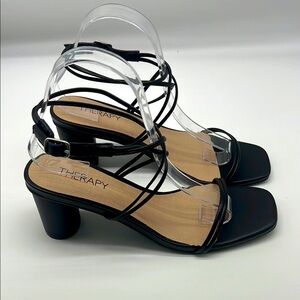 THERAPY - Black Strapy Open Toe Ankle Adjustable Strap Lightweight  Heels Size 8